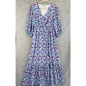 Tommy Bahama Tiered Maxi Dress Womens Medium Splendid Sea Tassel Resort Tropical